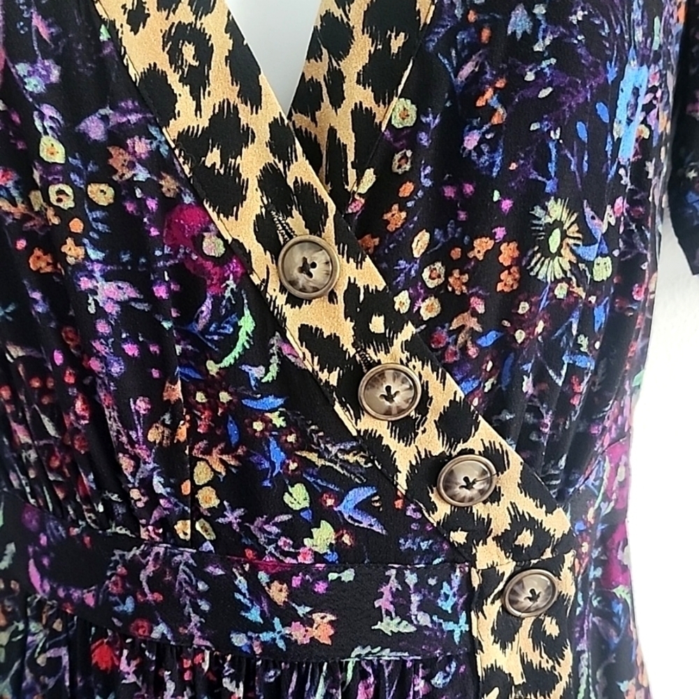 Anthropologie Maeve Morgan Floral Animal print wrap dress size 0